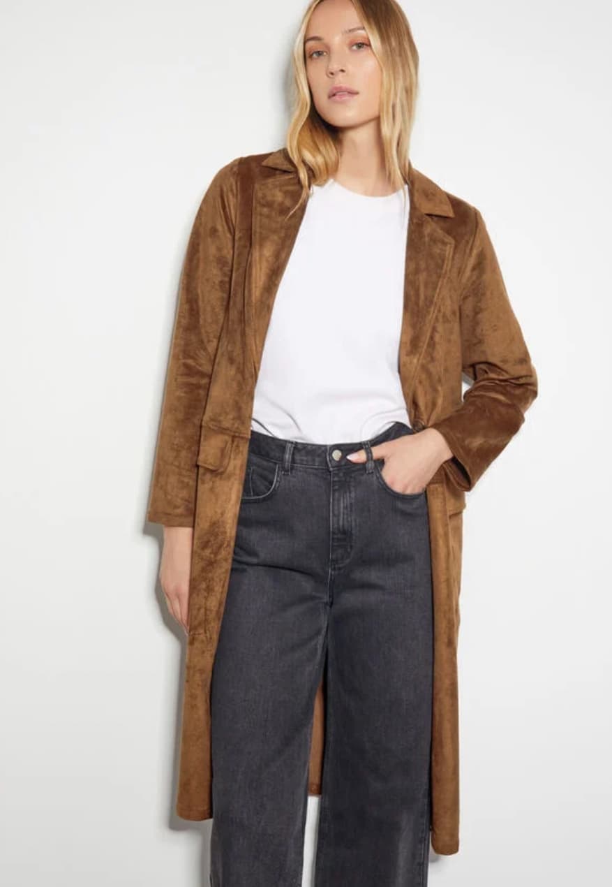 Tove suedette trench coat brown — image 1 of 3