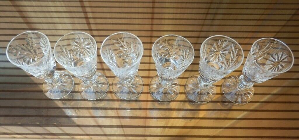 Vintage 1970s set of crystal liquor glasses — image 1 of 5