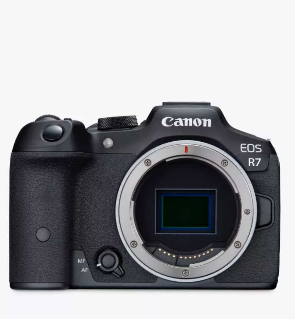 Canon EOS R7 Compact System Camera, 4K Ultra HD, 32.5MP, Wi-Fi, Bluetooth, OLED EVF, 3" Vari-Angle Touch Screen, Body Only — image 1 of 3