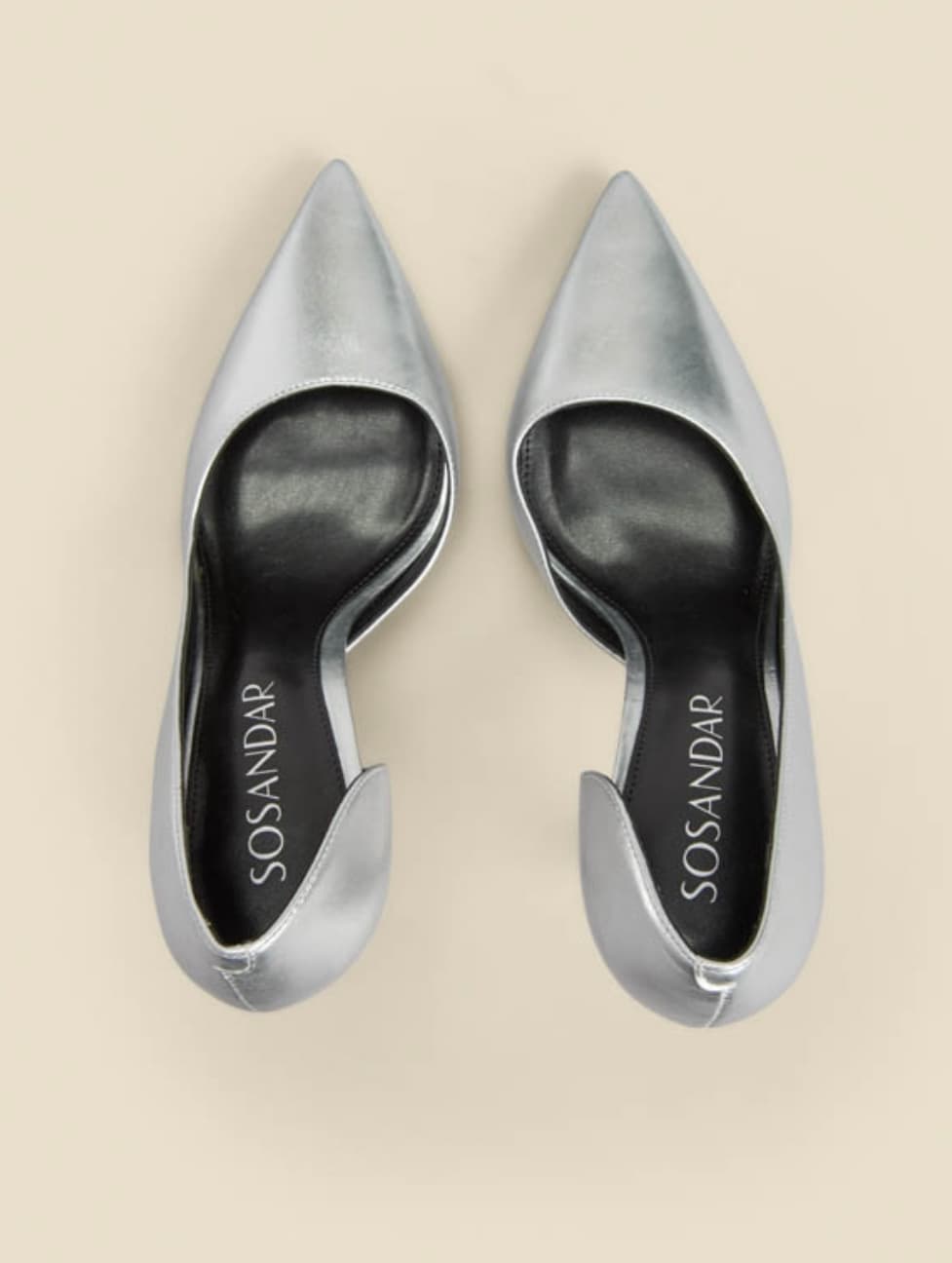 Silver Leather Cut Out Detail Stiletto Heel Court Shoes — image 2 of 2