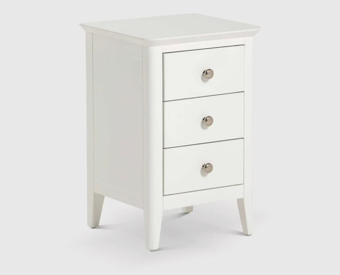 Springwell  White Wooden 3 Drawer Bedside Table  Painted finish