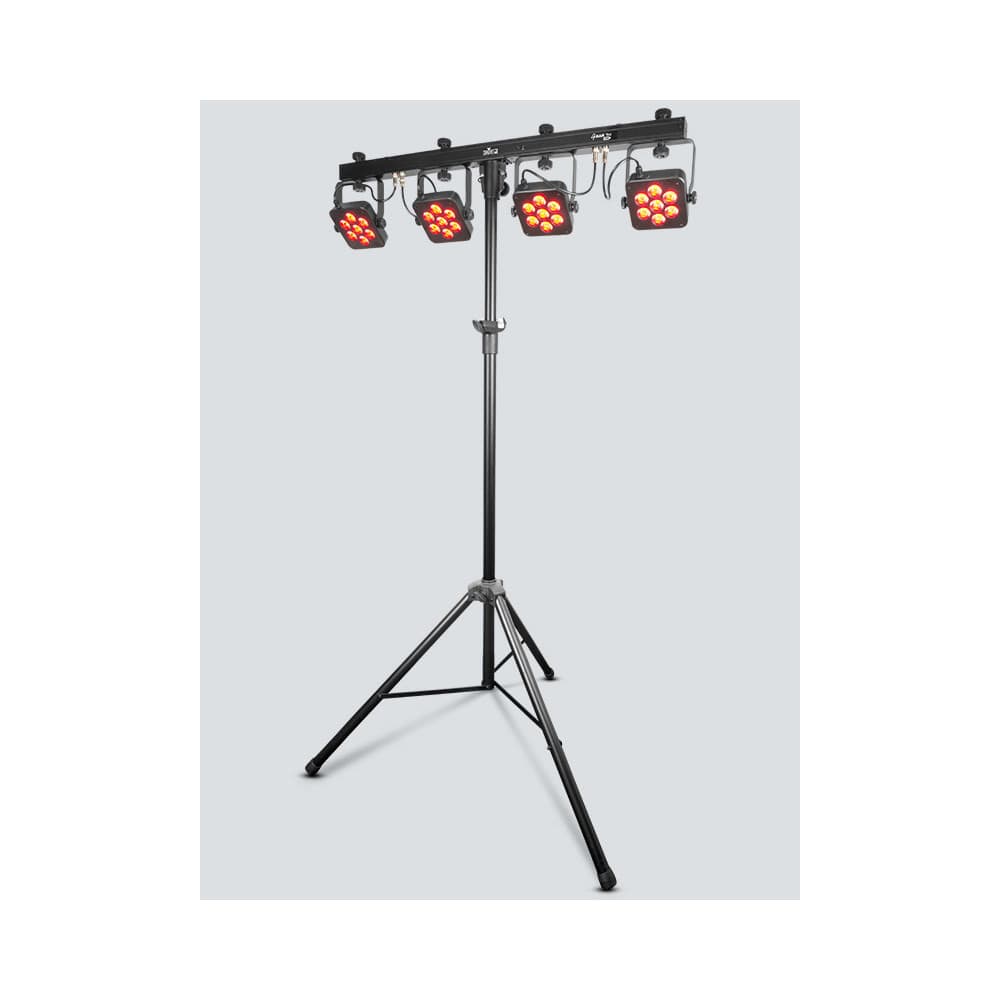 CHAUVET 4 BAR TRI USB LED LIGHTING PACKAGE - 4 TRI LED CANS ON T BAR W/STAND, FOOTSWITCH & CASE — image 3 of 4