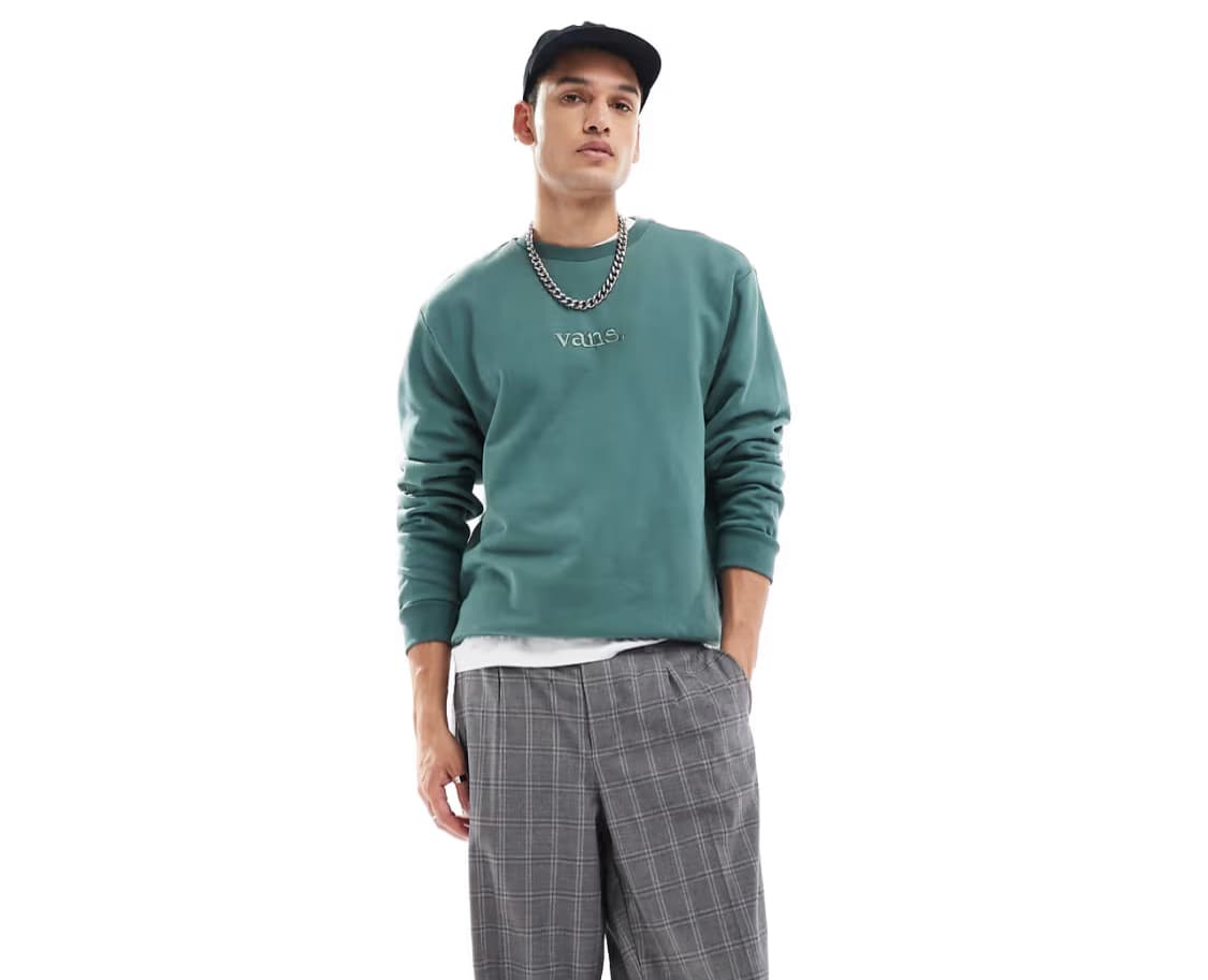 Vans essential relaxed sweatshirt in dark green — image 4 of 4