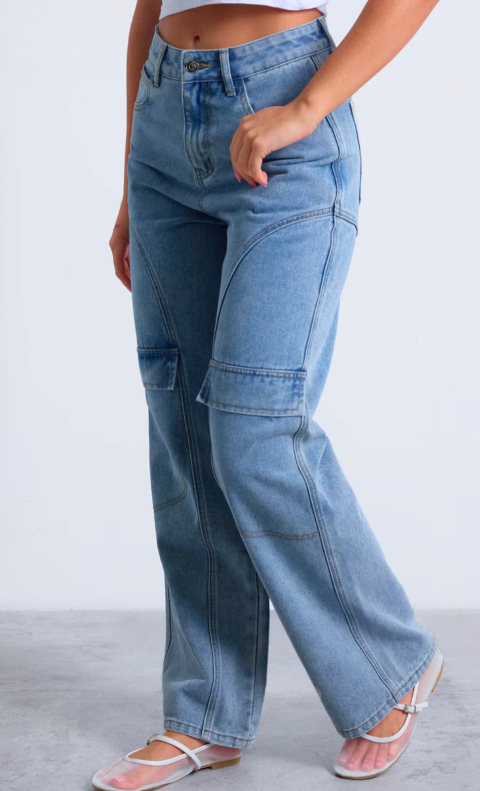 Light Blue Seam Detail Straight Leg Jean — image 3 of 3