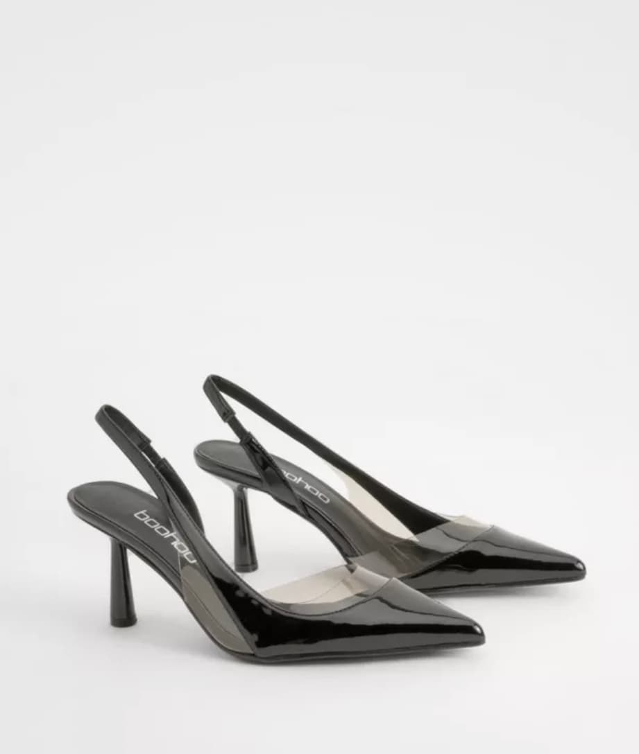 BOOHOO CLEAR CONTRAST SLINGBACK COURT HEELS — image 1 of 3