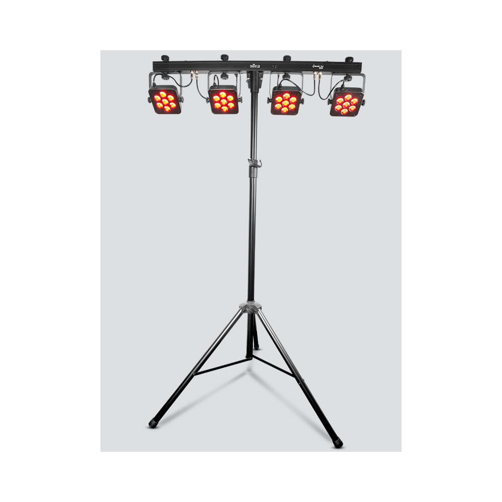CHAUVET 4 BAR TRI USB LED LIGHTING PACKAGE - 4 TRI LED CANS ON T BAR W/STAND, FOOTSWITCH & CASE — image 2 of 4