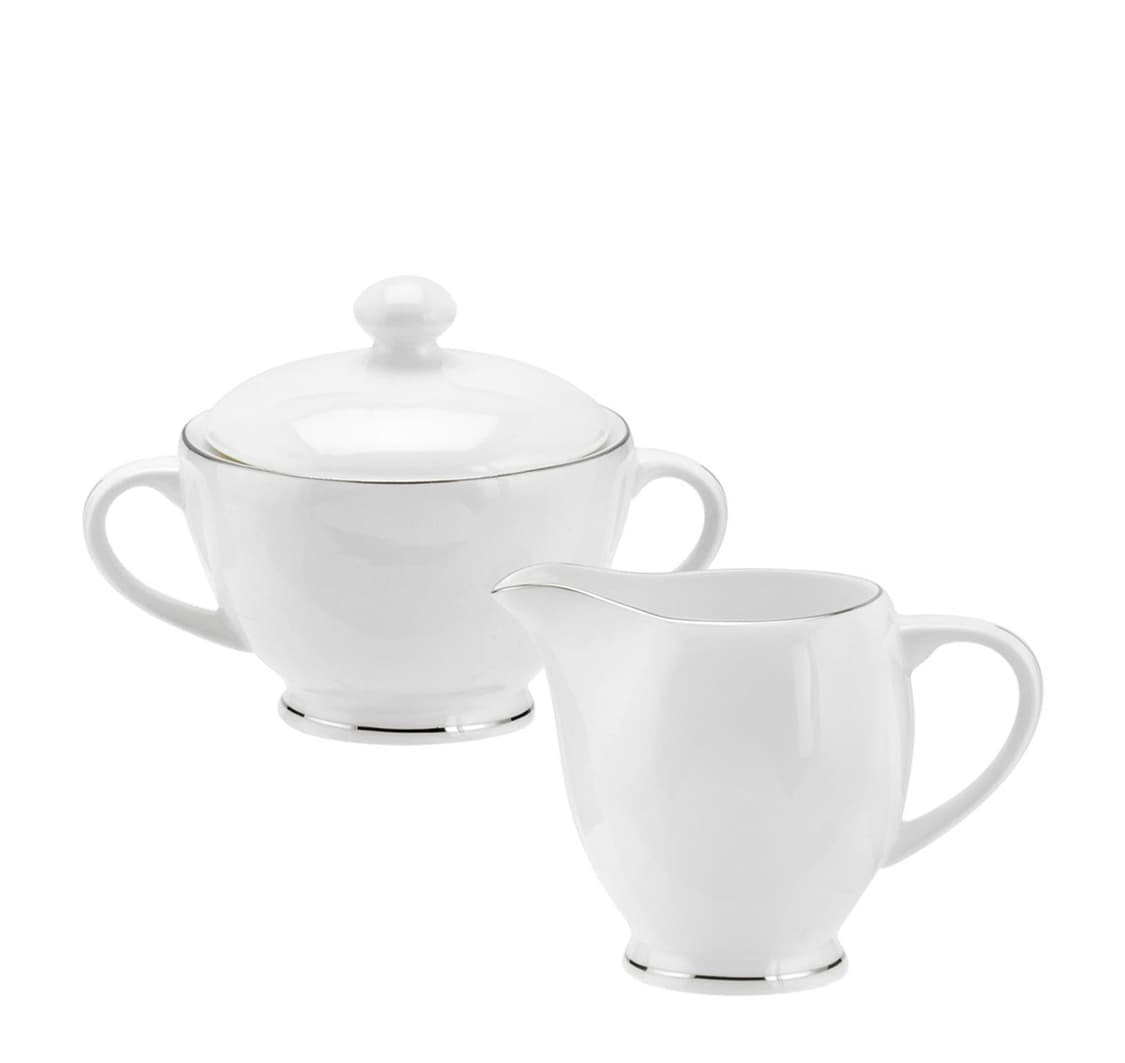 ROYAL WORCESTER White Platinum Serendipity Fine Bone China Sugar & Creamer Set — image 1 of 2