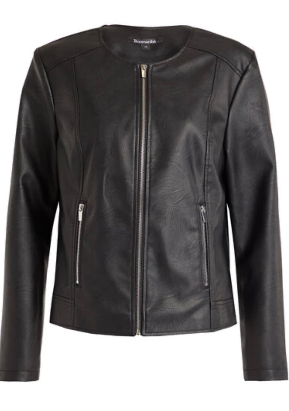 Faux Leather Collarless Jacket — image 2 of 3