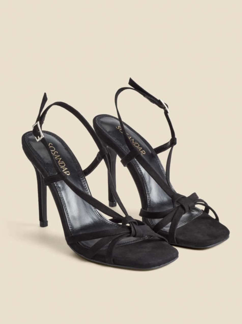 Black Strappy Square Toe Sandals — image 1 of 3