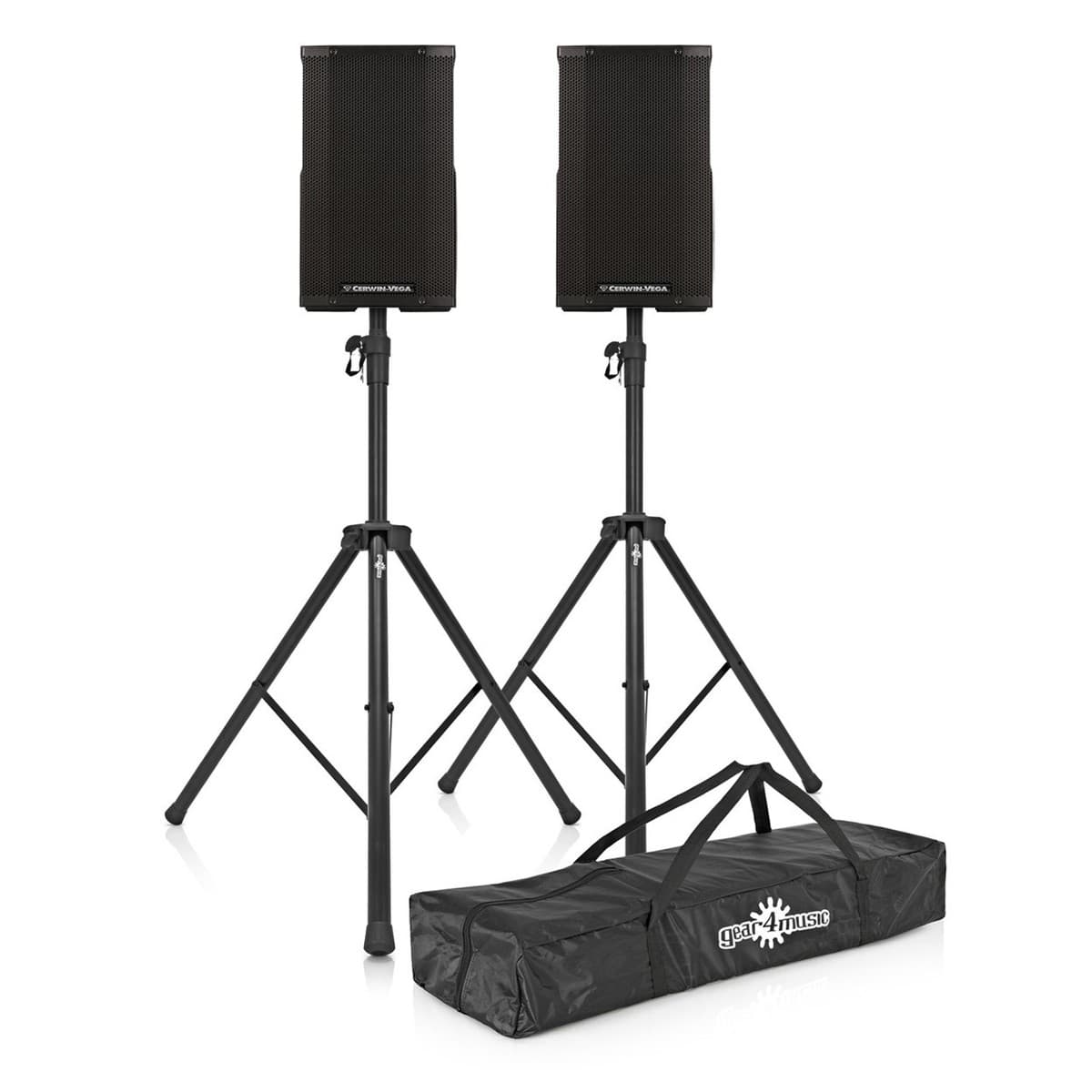 Cerwin-Vega CVE-12 12'' Active PA Speakers, Pair with Stands — image 1 of 7