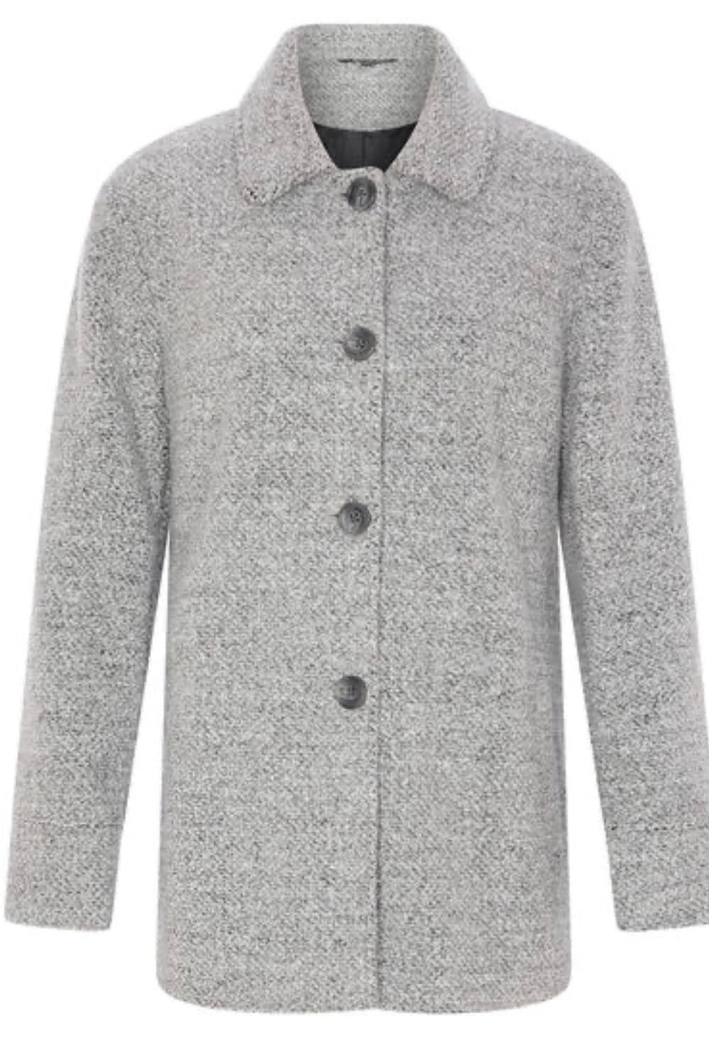Grey Textured Short Collared Coat — image 2 of 3