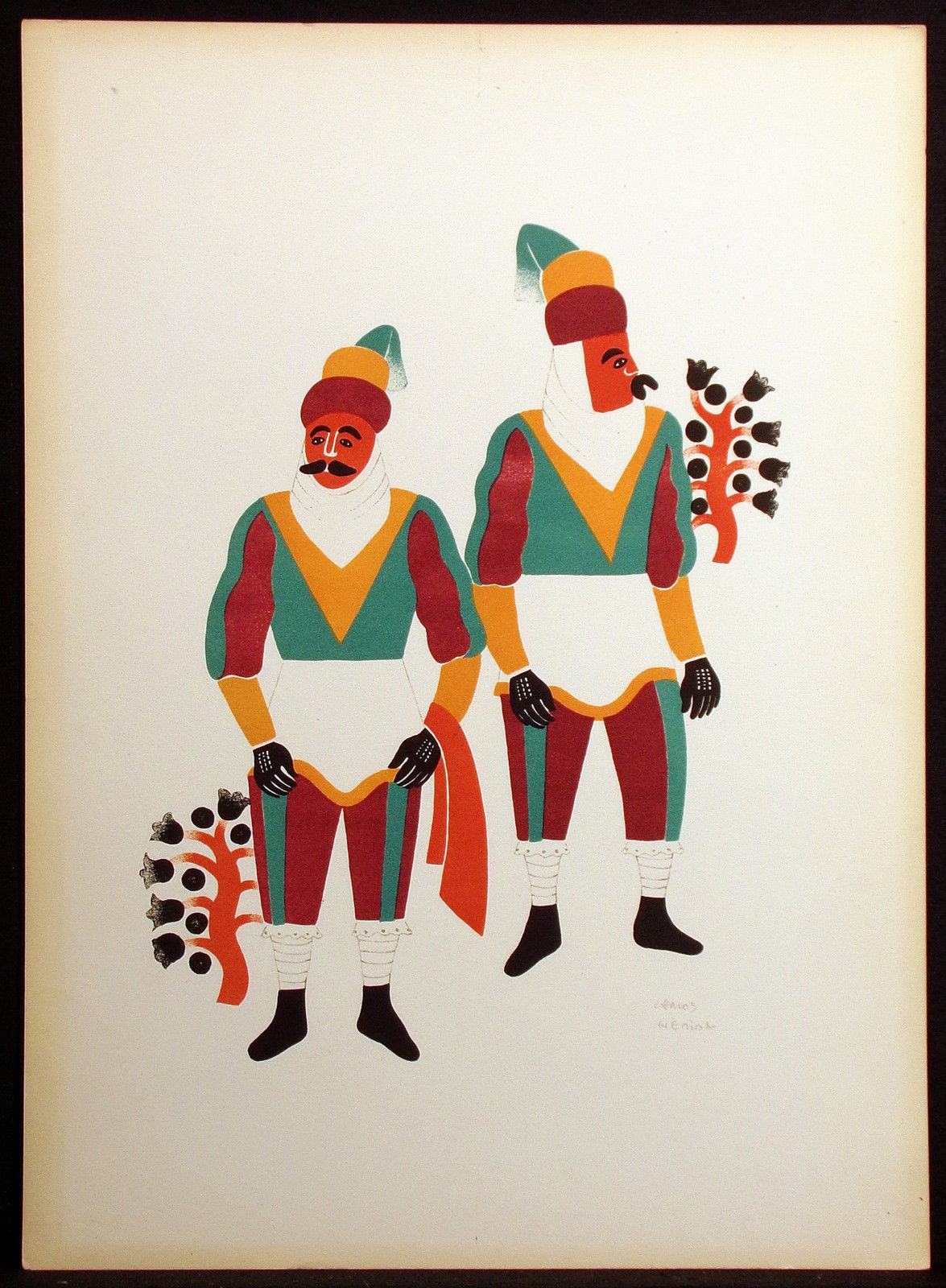 Carlos Merida "Ocotoxco Plate 8" Hand Signed Lithograph Artwork Guatemalan art
